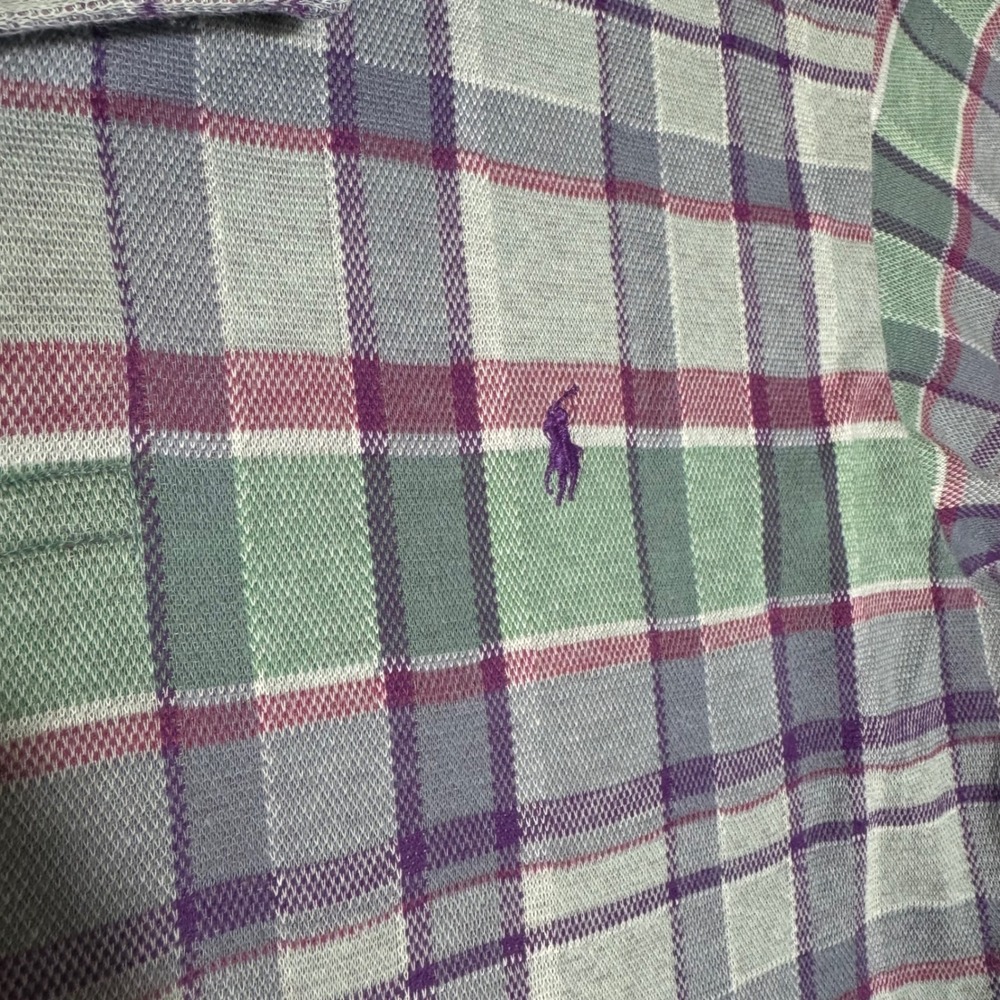 Vintage Polo Ralph Lauren Mens Polo Shirt L Purple Plaid Excellent USA Made - Picture 2 of 8